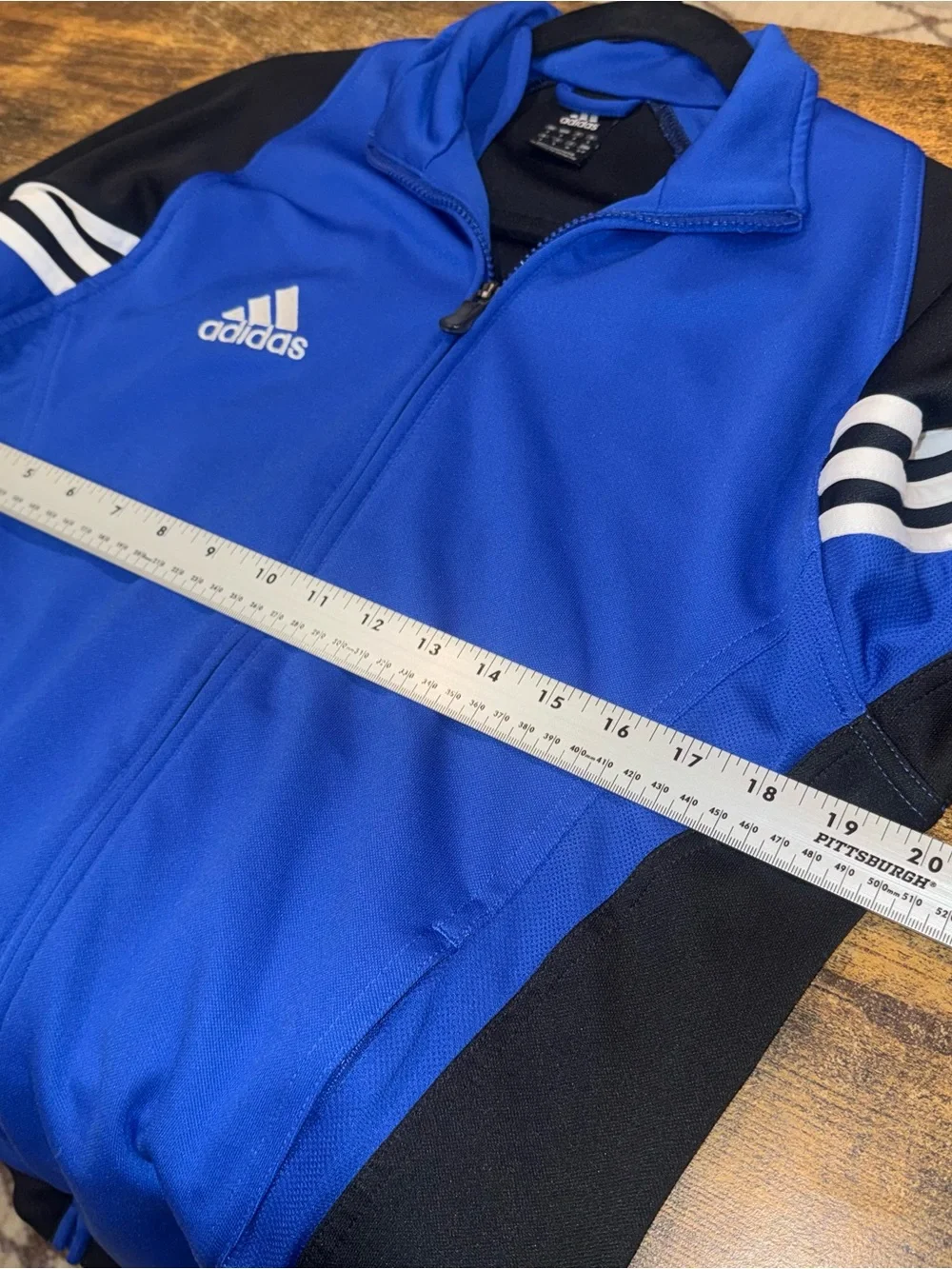 adidas Men’s Royal Blue and Black Performance Jacket with White Stripes